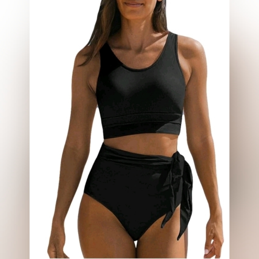 Dokotoo Womens Scoop Neck Racerback High Waisted Bikini Set Two Piece Small